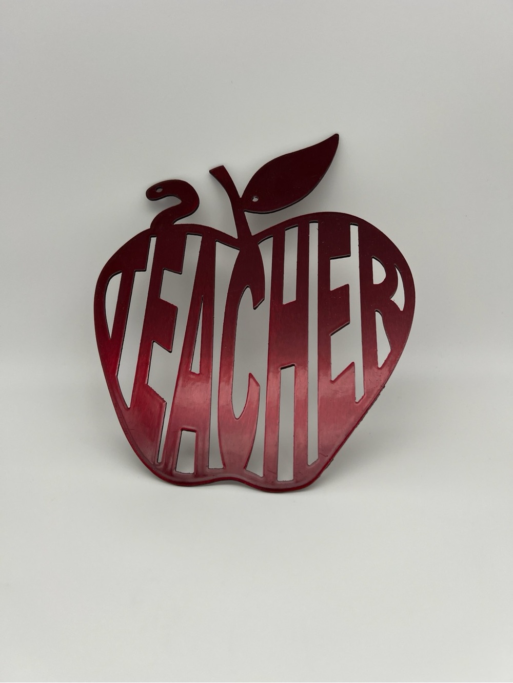 Redline Steel Laser Cut Metal Teacher Apple Metal Wall Art - Red